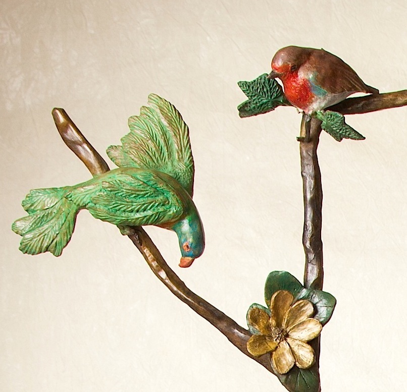 oiseaux-bronze-polychromie-nature-art-sculpture-rouge-gorge